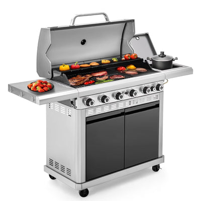 6-Burner Propane Grill & Griddle Combo with Side Burner