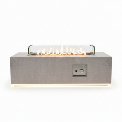 Propane Fire Pit Table Built for Outdoor Entertaining, 50,000 BTU Burner, LED Lighting, 42-Inch Rectangle