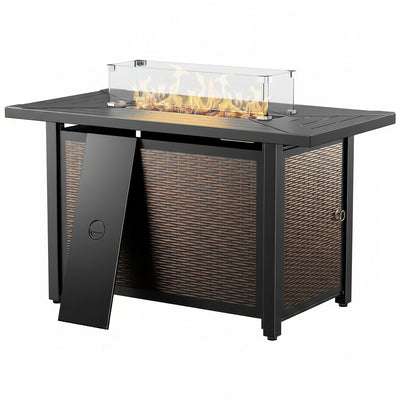 43-Inch Propane Fire Pit Table with Glass Wind Guard