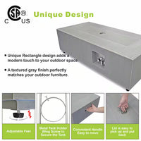 42 In. 50,000 BTU Rectangle Fire Pit Table in Gray Outdoor Propane Gas Fire Pit Table with LED Light
