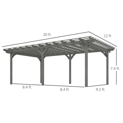 12' X 20' Wooden Pergola Grape Trellis, Outdoor Gazebo for Garden, Patio, Backyard, Deck, Gray — product view 7