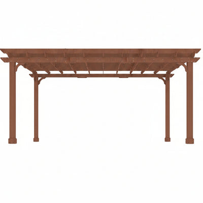 Cedar Wood Pergola Kit Designed for Outdoor Living, 12x16 FT Structure, Ground Stakes Included, Assembly Required