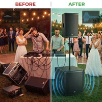 Professional PA Speaker System Built for Outdoor Events, 18 Inch Subwoofer, 600W Power, USB Connectivity — product view 4