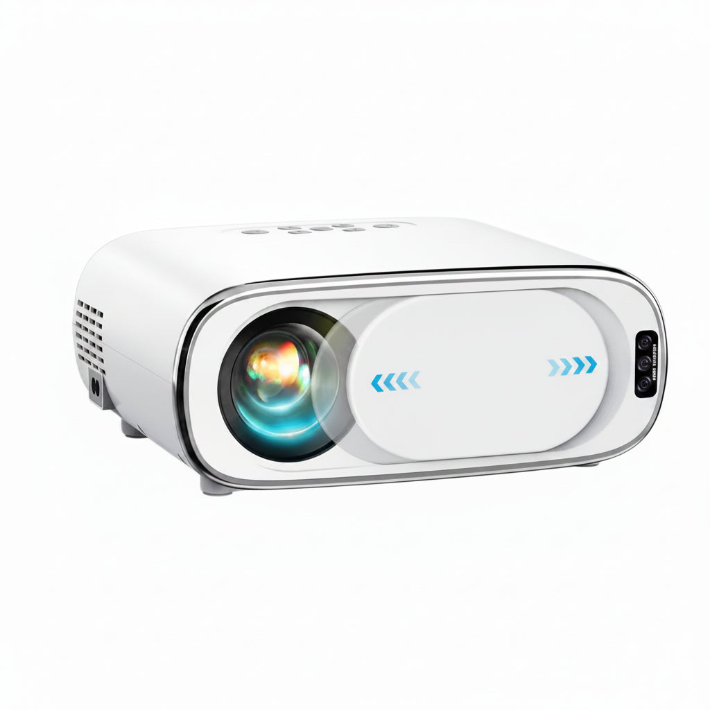 1920 X 1080 4K Full HD Wifi Bluetooth Portable Projector with 25500 Lumens, AI Auto Focus, Auto Lens Cap, HDMI, USB, AV