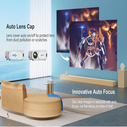 1920 X 1080 4K Full HD Wifi Bluetooth Portable Projector with 25500 Lumens, AI Auto Focus, Auto Lens Cap, HDMI, USB, AV — product view 2