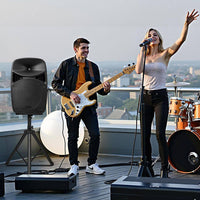 Portable PA System 2000-Watt (PMPO) Powered Sound System Set with 3 Channel Mixer Dual Speakers for Djs Events