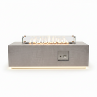 42 In. 50,000 BTU Rectangle Fire Pit Table in Gray Outdoor Propane Gas Fire Pit Table with LED Light