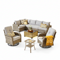 9-Piece Wicker Patio Conversation Set with Swivel Chairs – Gray