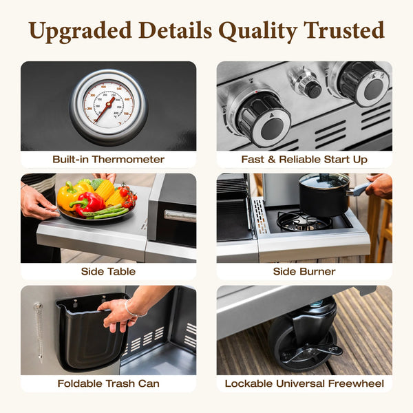 6-Burner Propane Grill & Griddle Combo with Side Burner