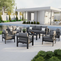 Aluminum Patio Furniture Set, 7 Piece Metal Outdoor Set, Patio Furniture Set with Waterproof Covers for Backyard Garden（Grey） — product view 2