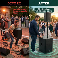 PA Speaker System Designed for Outdoor Events, 18 Inch Subwoofer, 600W Power, USB Connectivity — Before & After