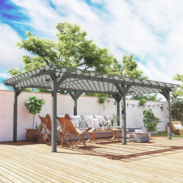 12x20 FT Wooden Pergola Grape Trellis – Gray