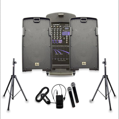 Portable PA System with Wireless Microphones – 2000W