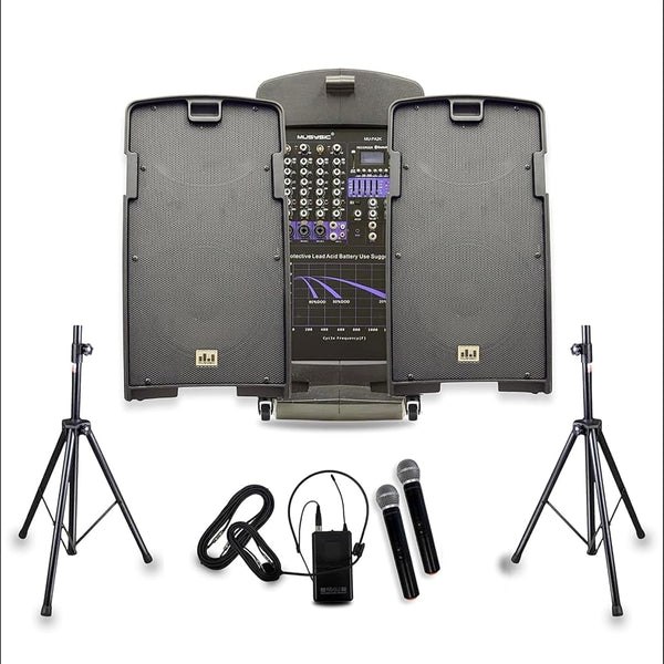 PA Speaker System with Wireless Microphone and Speakers, 2000W