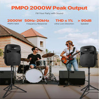 Portable PA System 2000-Watt (PMPO) Powered Sound System Set with 3 Channel Mixer Dual Speakers for Djs Events — product view 6