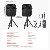 Portable PA System 2000-Watt (PMPO) Powered Sound System Set with 3 Channel Mixer Dual Speakers for Djs Events — product view 7